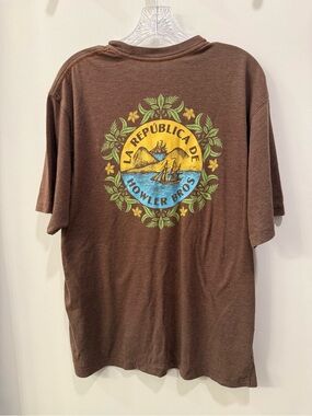 Howler Bros la Republica Graphic Tee Brown Yellow & Blue Logo Mens XL Soft